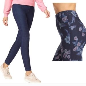 HUE | Reversible Pull-On Solid & Floral Print Jeggings | Size 2X